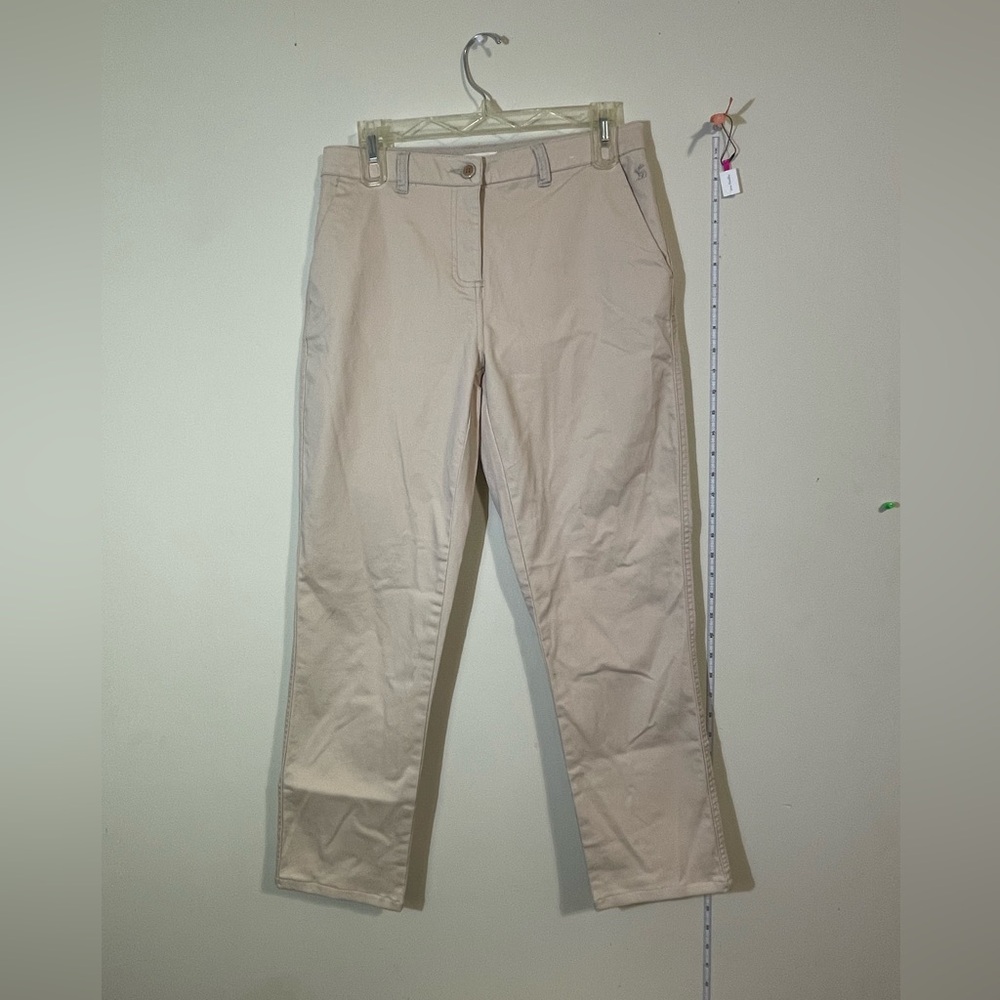 Joules Women’s size 8 khaki Cotton pants trousers w/embroidered bunny on pocket